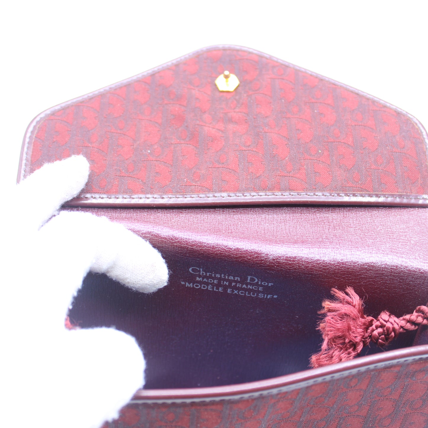 Christian Dior Burgundy Trotter Crossbody Bag Cloth Strap