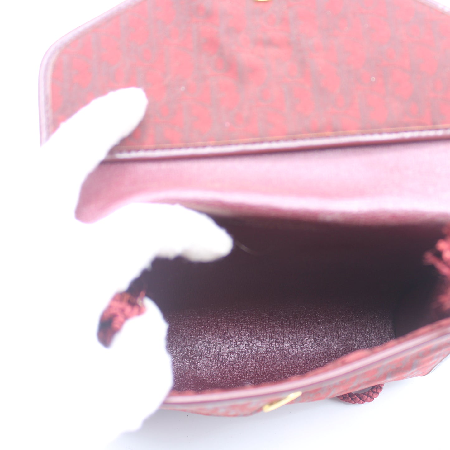 Christian Dior Burgundy Trotter Crossbody Bag Cloth Strap