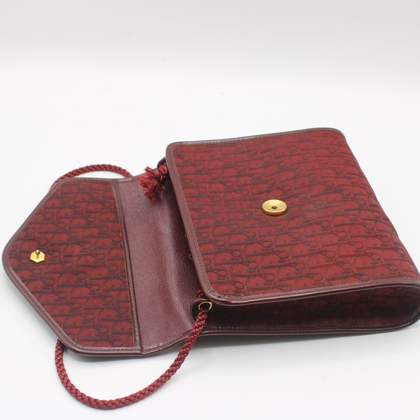 Christian Dior Burgundy Trotter Crossbody Bag Cloth Strap