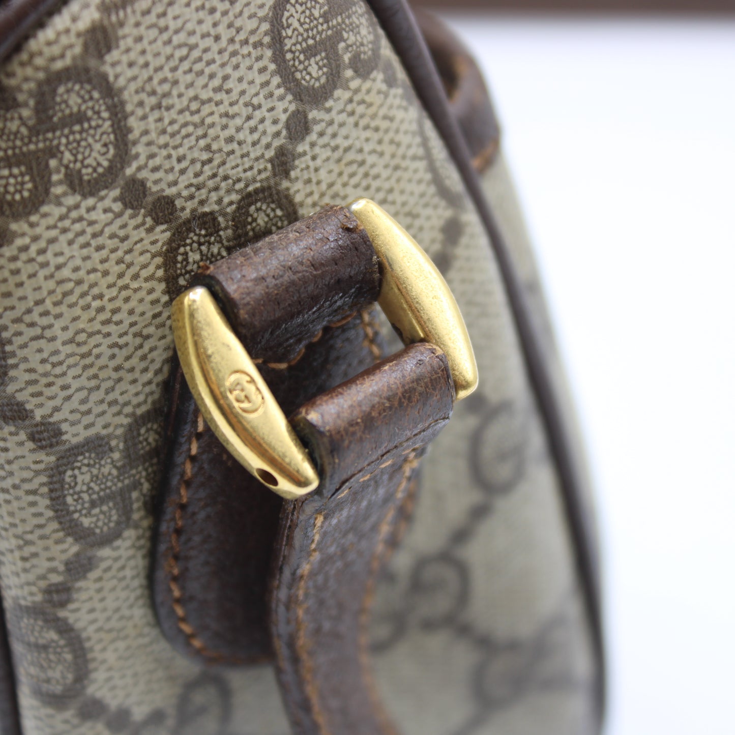 Gucci Brown GG Supreme Canvas Leather Trim Crossbody Bag