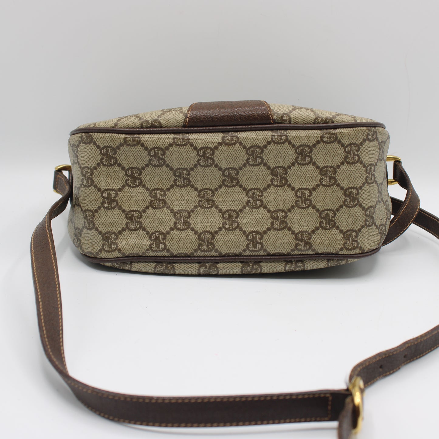 Gucci Brown GG Supreme Canvas Leather Trim Crossbody Bag