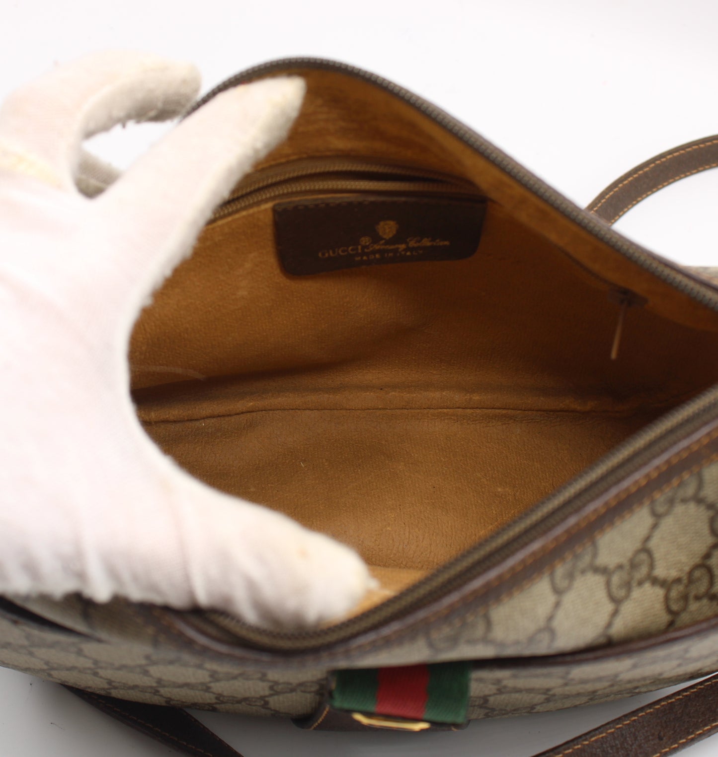 Gucci Brown GG Supreme Canvas Leather Trim Crossbody Bag