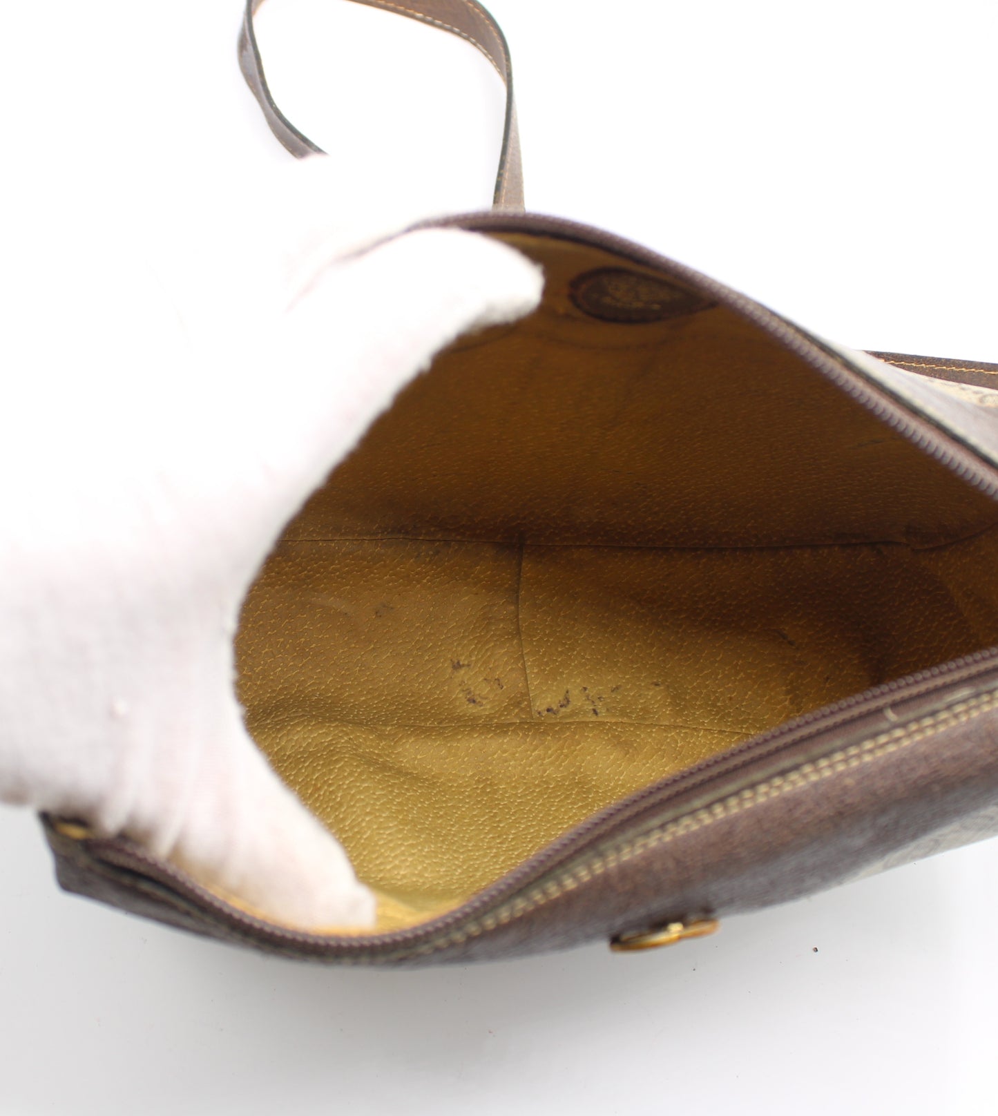 Gucci Brown Leather Trim GG Supreme Canvas Crossbody Bag