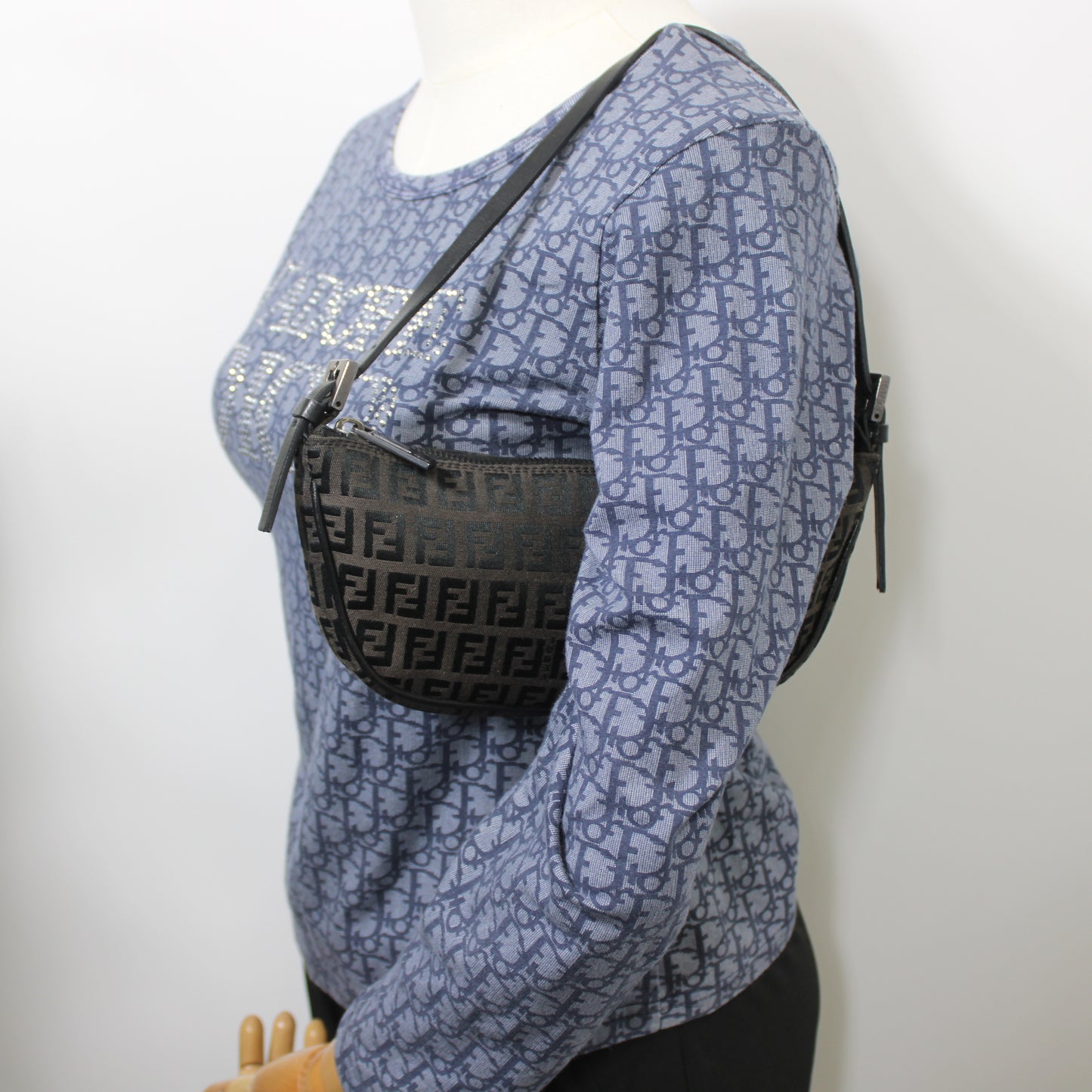 Fendi Brown Zucca Zucchino Canvas Shoulder Bag