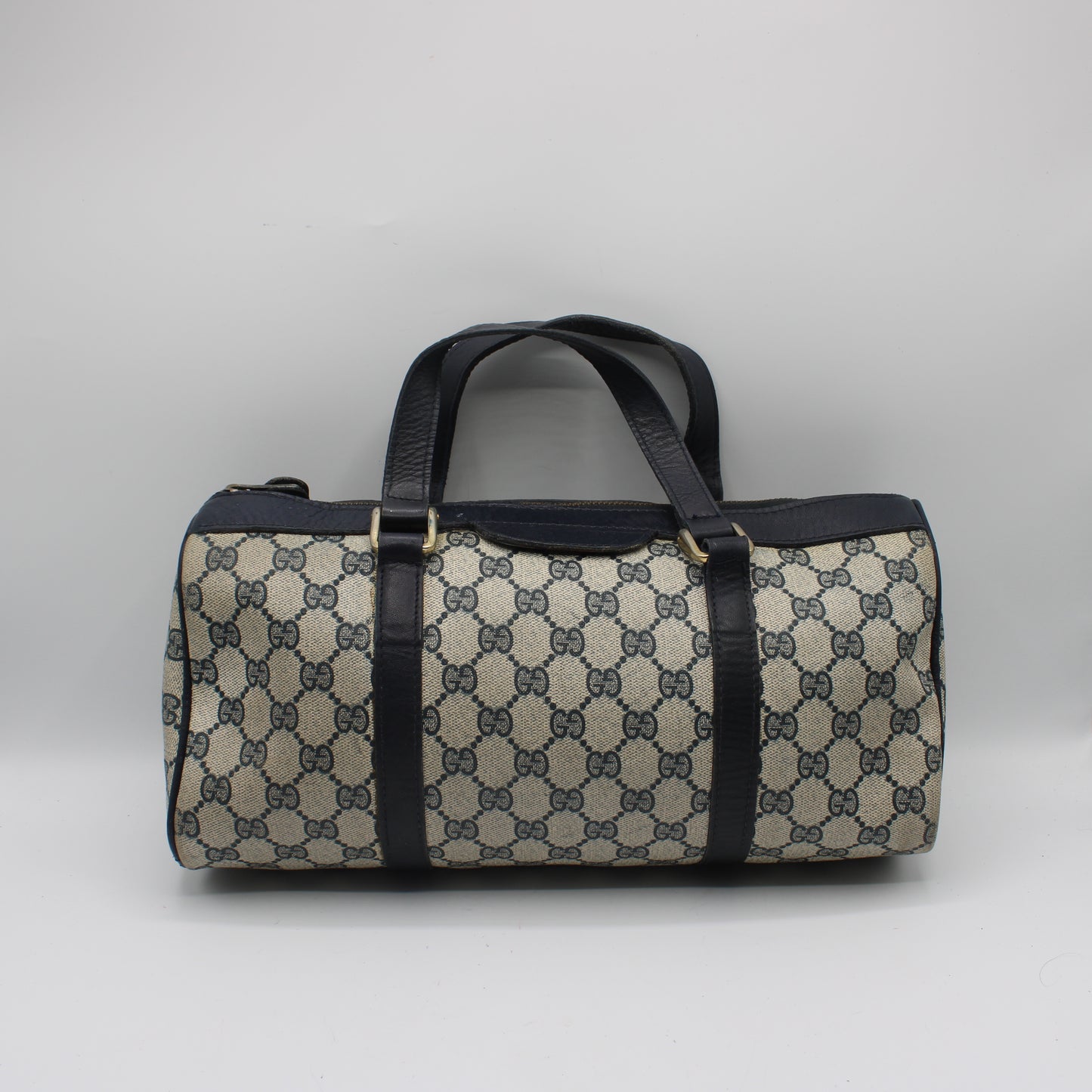 Gucci Blue GG Canvas And Navy Leather Mini Boston Bag