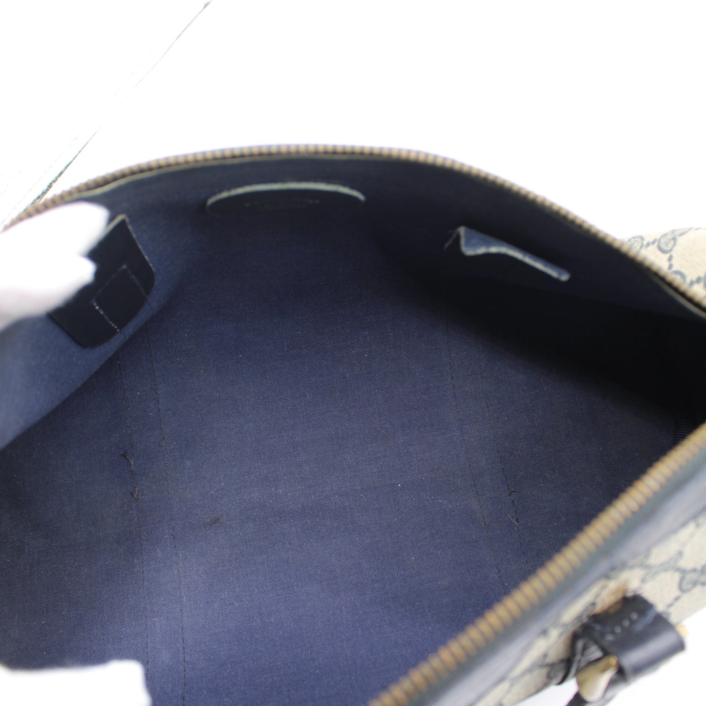 Gucci Blue GG Canvas And Navy Leather Mini Boston Bag