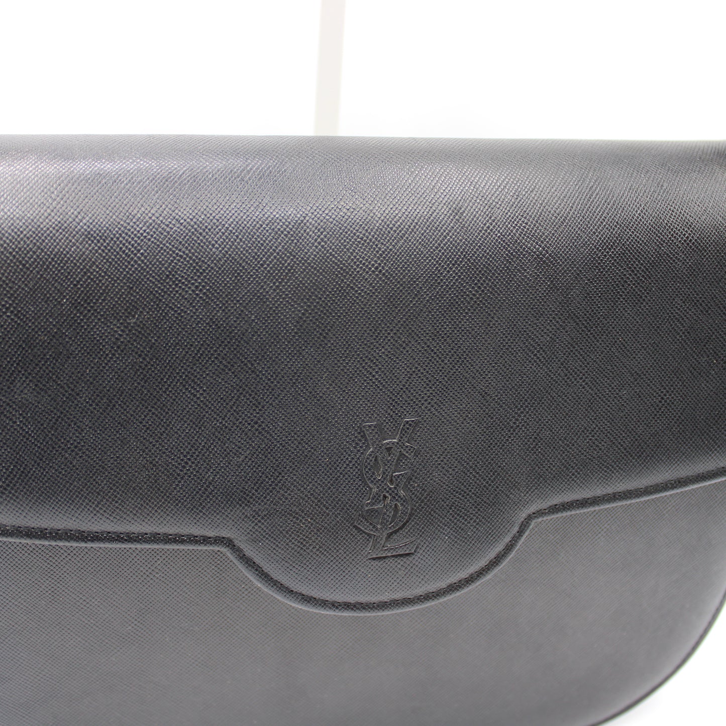 Yves Saint Laurent Black Textured Leather Flap Shoulder Bag