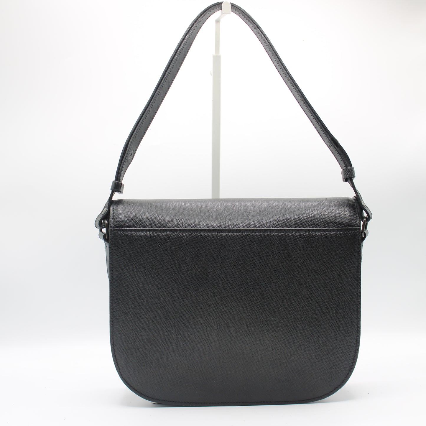 Yves Saint Laurent Black Textured Leather Flap Shoulder Bag
