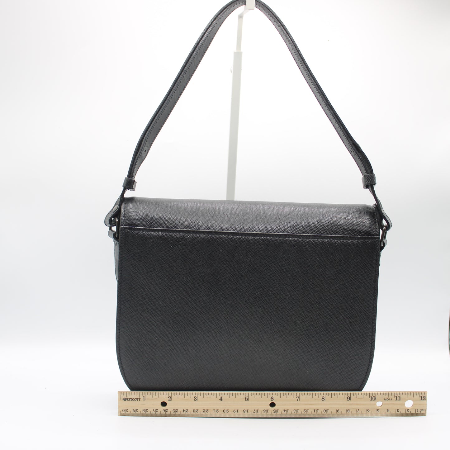 Yves Saint Laurent Black Textured Leather Flap Shoulder Bag