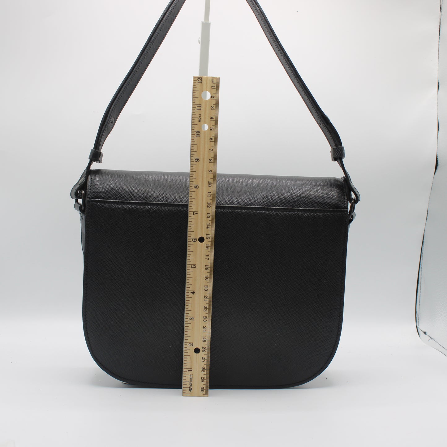 Yves Saint Laurent Black Textured Leather Flap Shoulder Bag