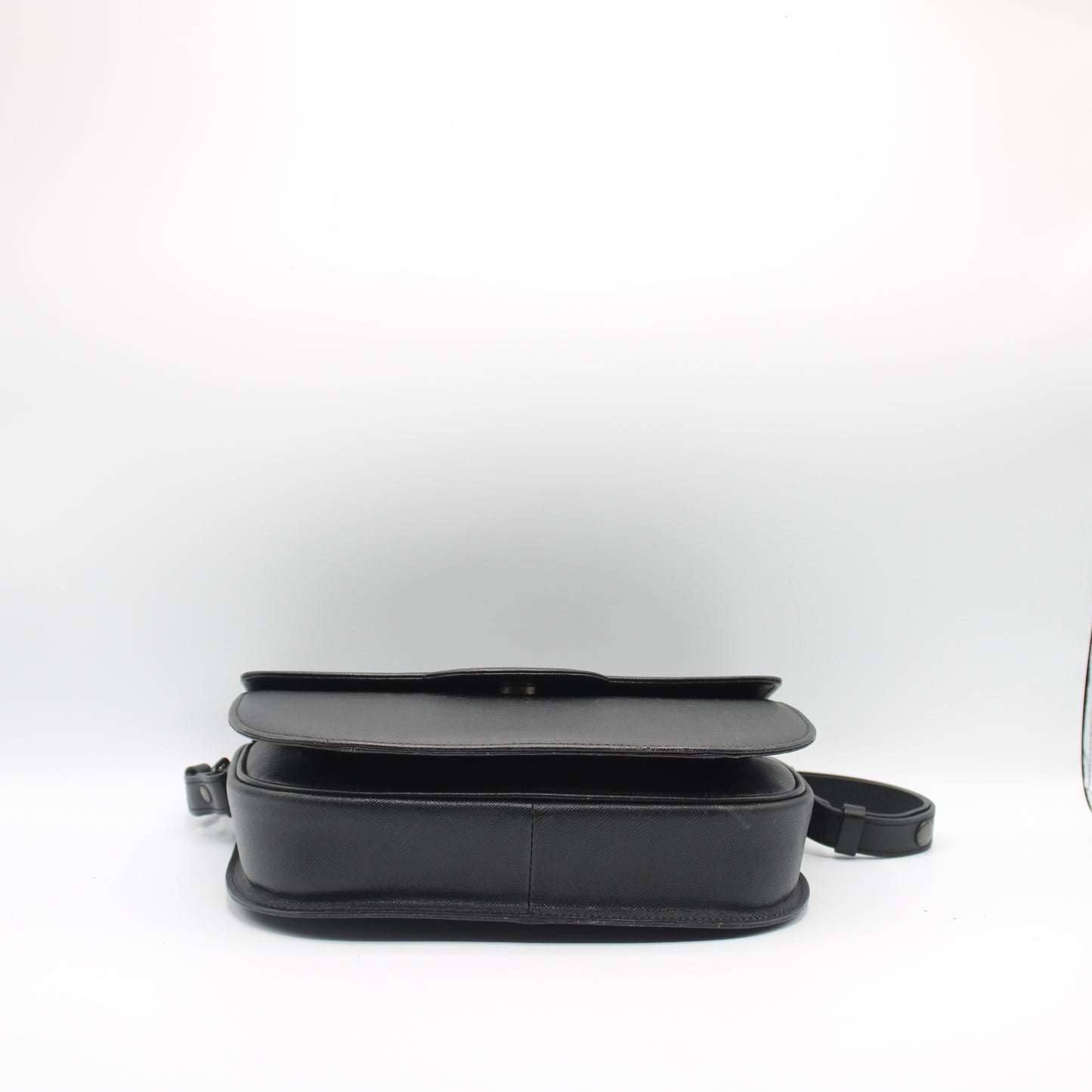 Yves Saint Laurent Black Textured Leather Flap Shoulder Bag