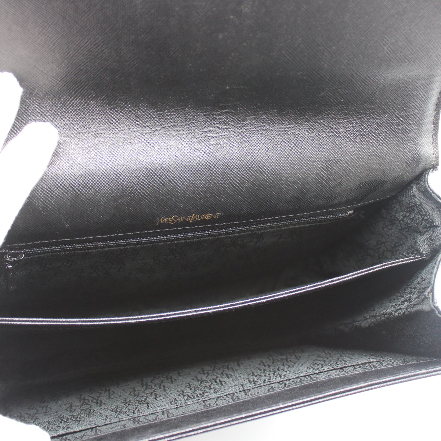 Yves Saint Laurent Black Textured Leather Flap Shoulder Bag