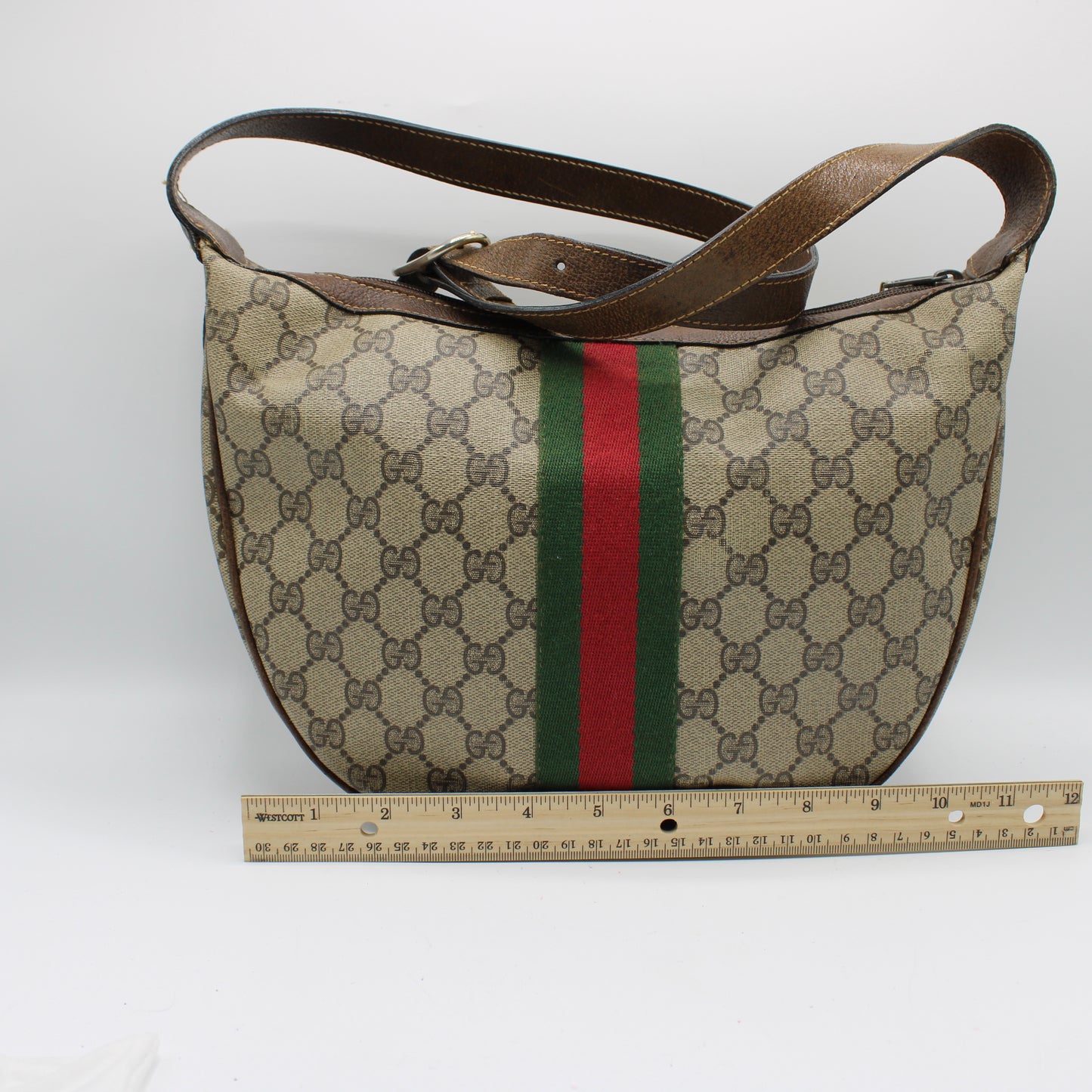 Gucci Beige Brown Coated Canvas Ophidia Hobo Shoulder Bag