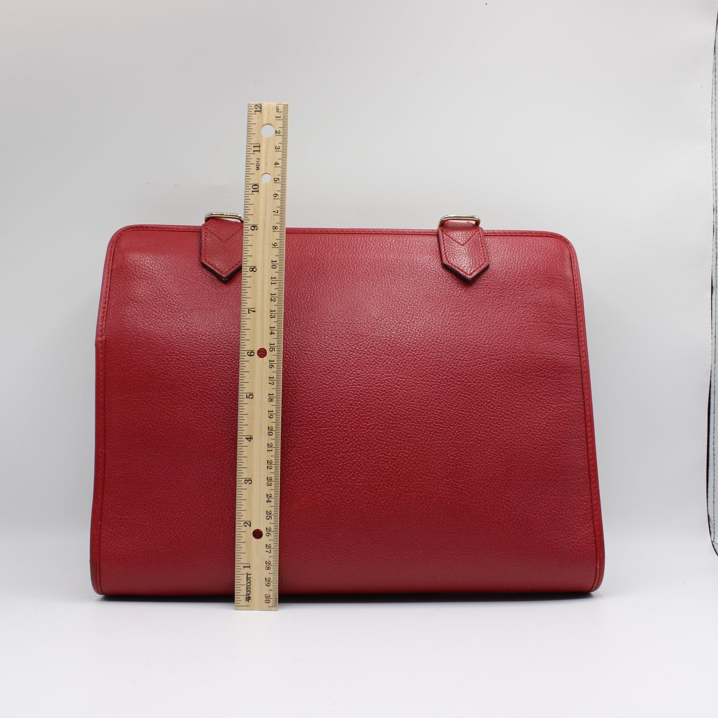 Yves Saint Laurent Red Leather Embossed Logo Shoulder Bag