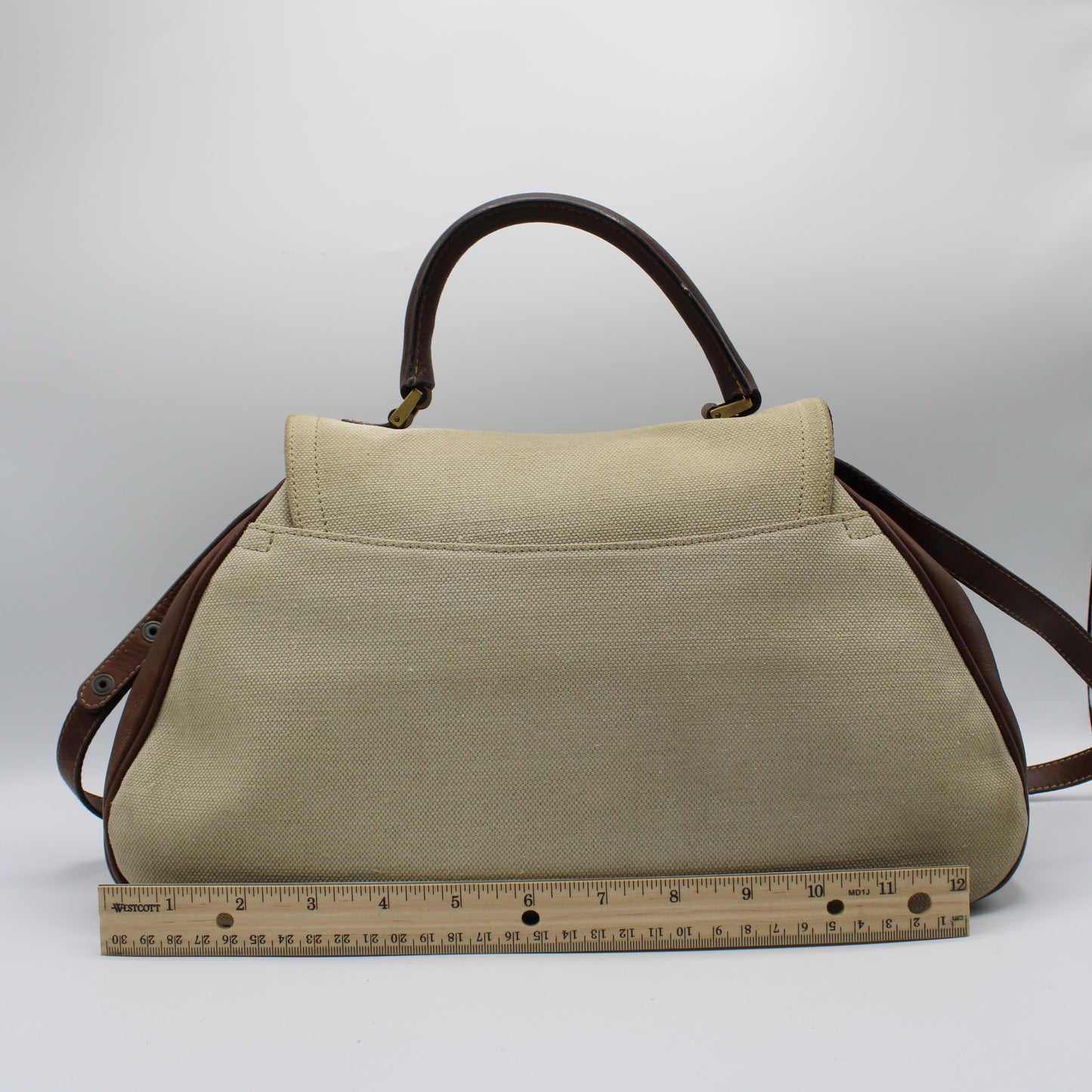 Christian Dior Beige Brown Canvas Leather Double Saddle Bag