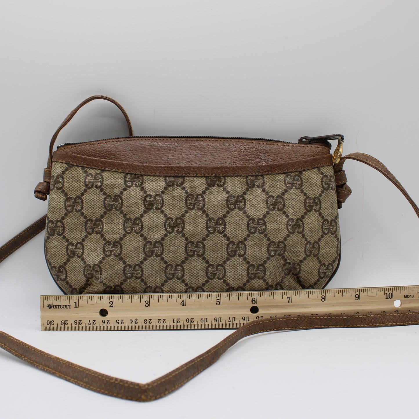 Gucci Brown GG Coated Canvas Leather Trim Mini Crossbody Bag