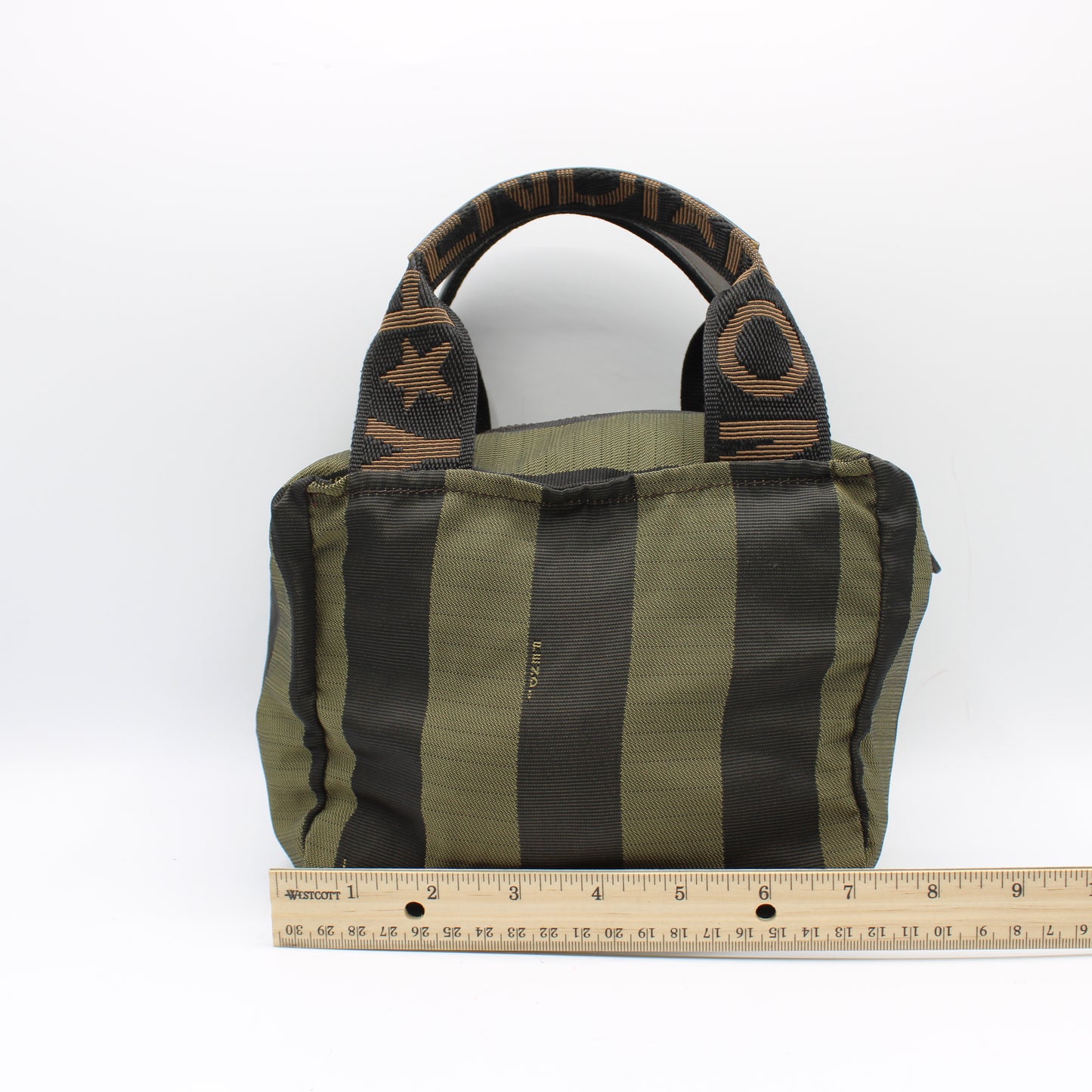 Fendi Khaki Black Pequin Striped Mini Handbag