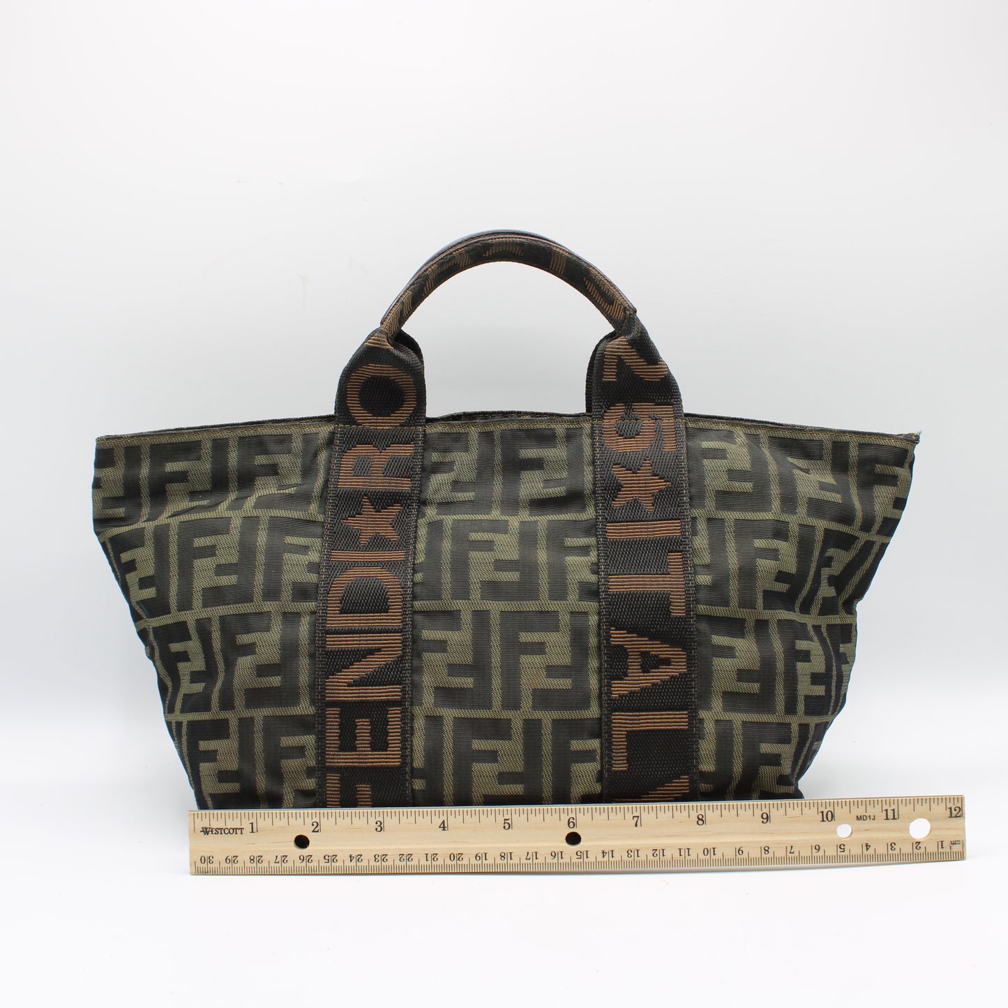 Fendi Roma Brown Zucca Canvas Trapeze Hand Bag