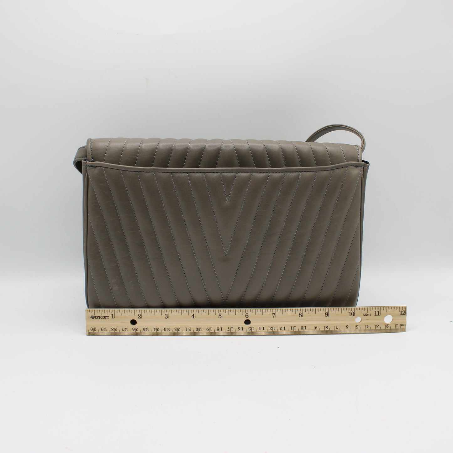 Valentino Garavani Grey Leather Chevron Flap Crossbody