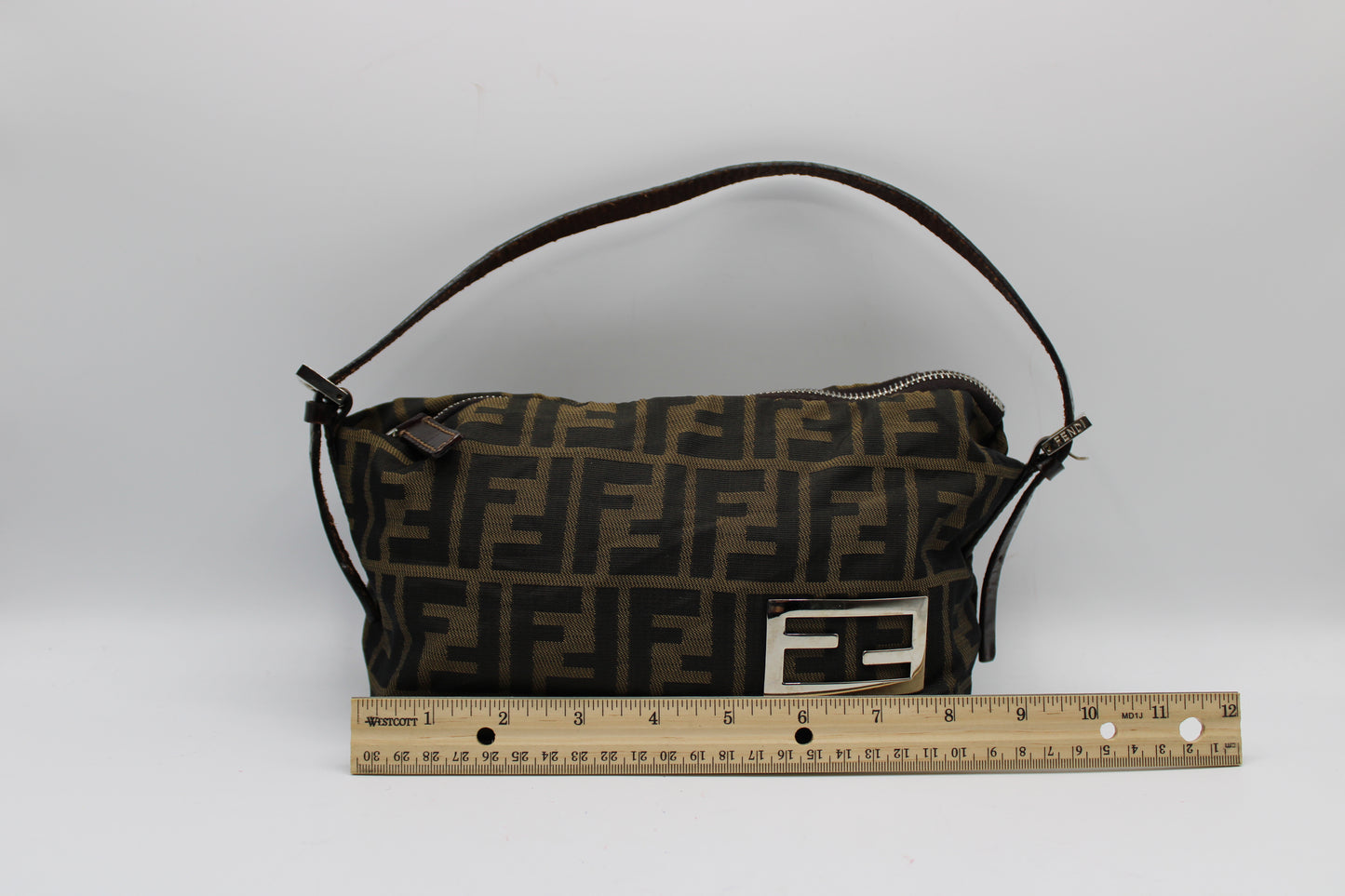 Fendi Brown Zucca Canvas Leather Mini Pochette Shoulder Bag