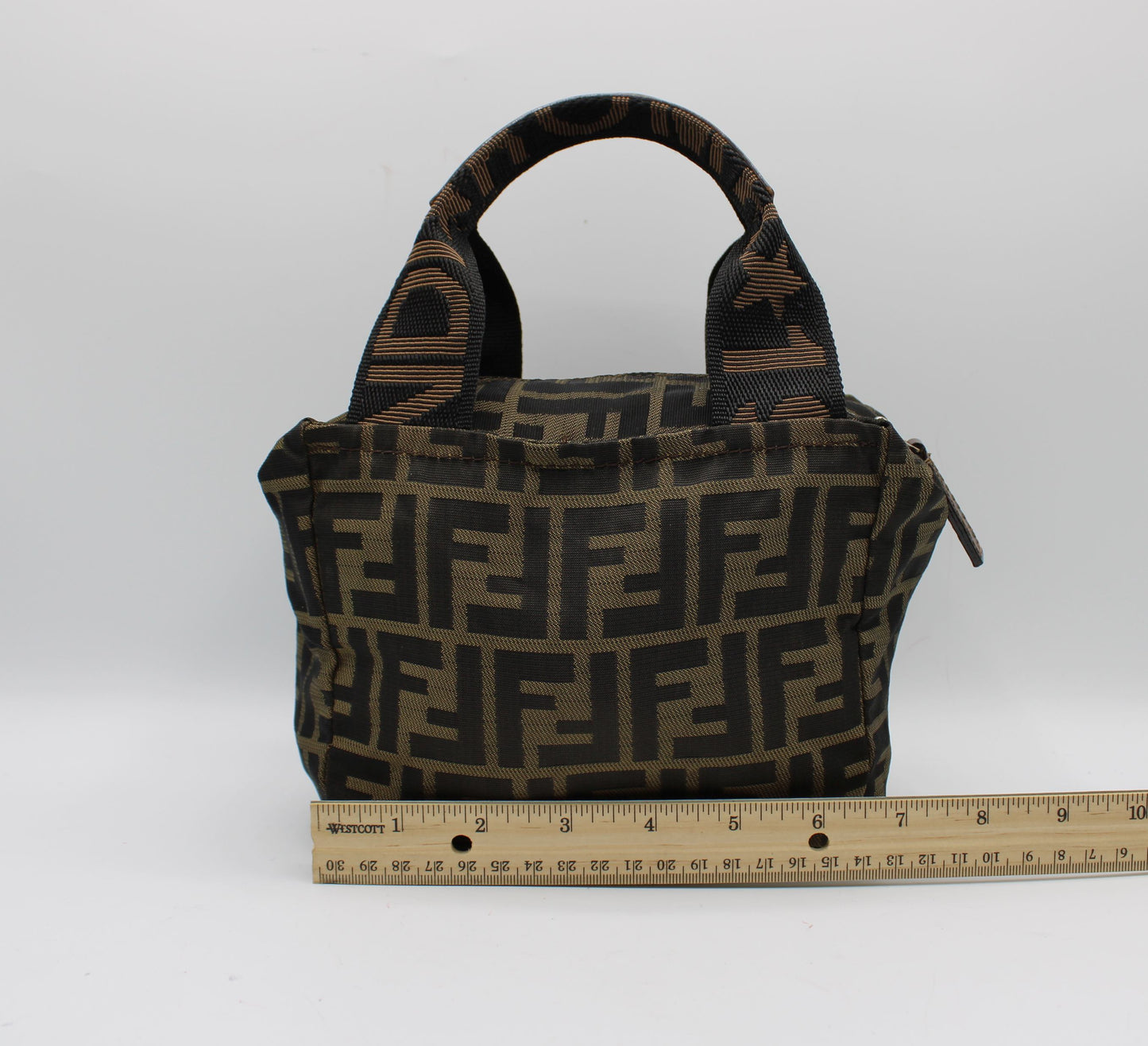 Fendi Brown Zucca Canvas Leather Mini Tote Bag