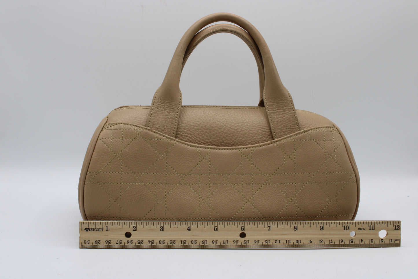Christian Dior Beige Cannage Leather D Charm Boston Bag