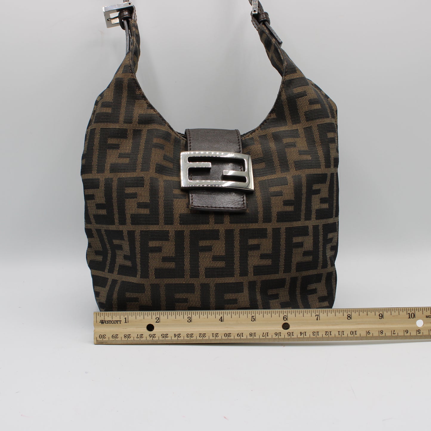 Fendi Brown Zucca Canvas Croissant Baguette Shoulder Bag