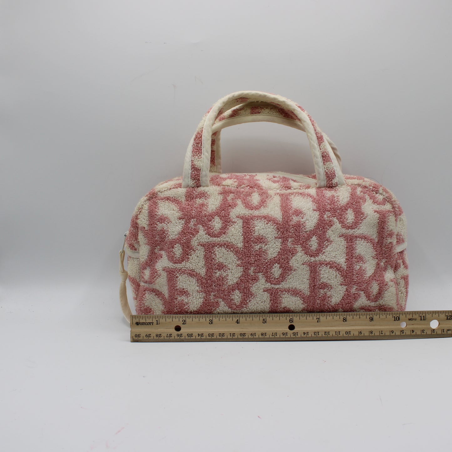 Christian Dior Pink Terry Cloth Logo Hand Bag