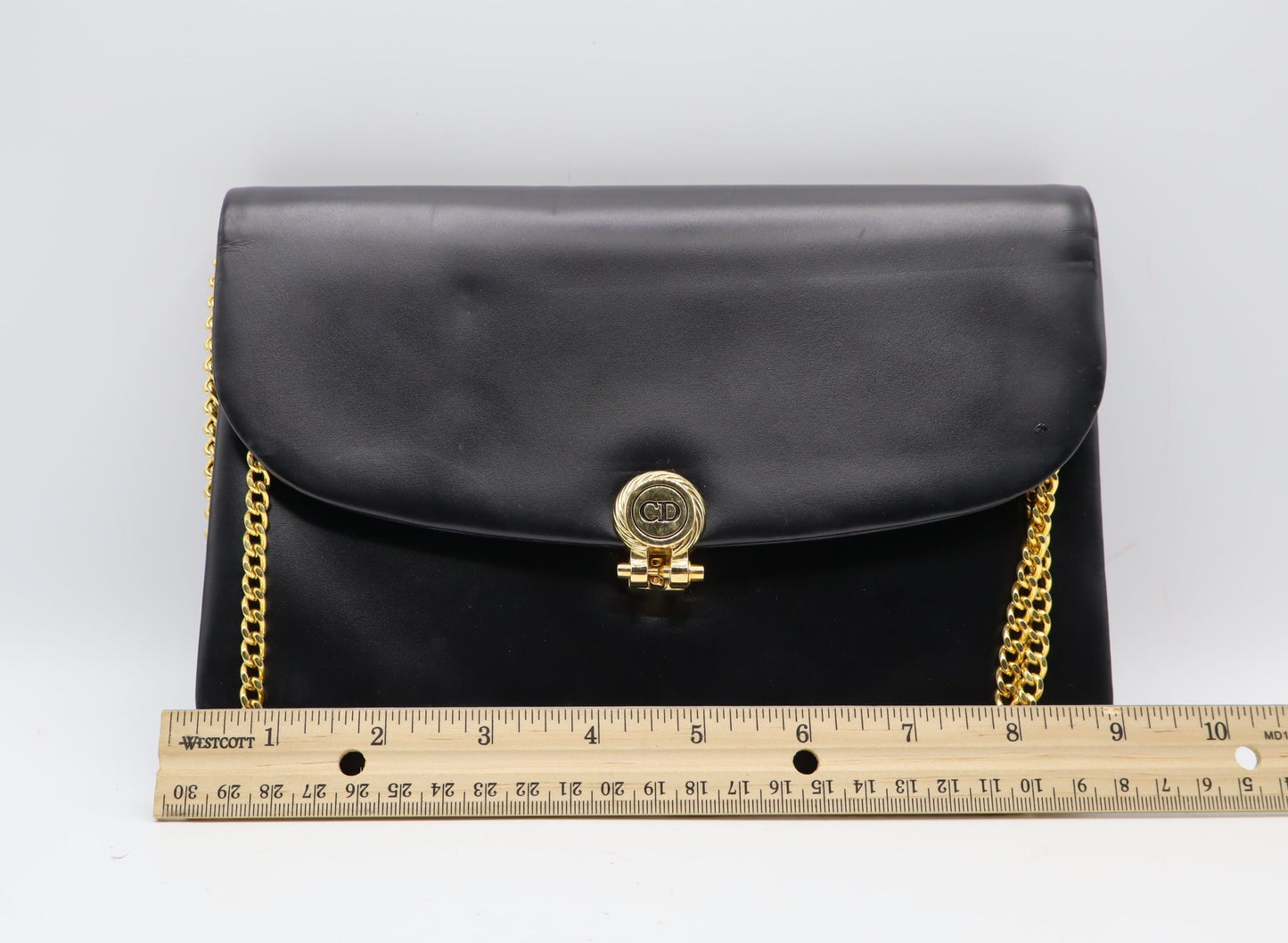 Christian Dior Black Leather Flap Chain Crossbody Shoulder Bag