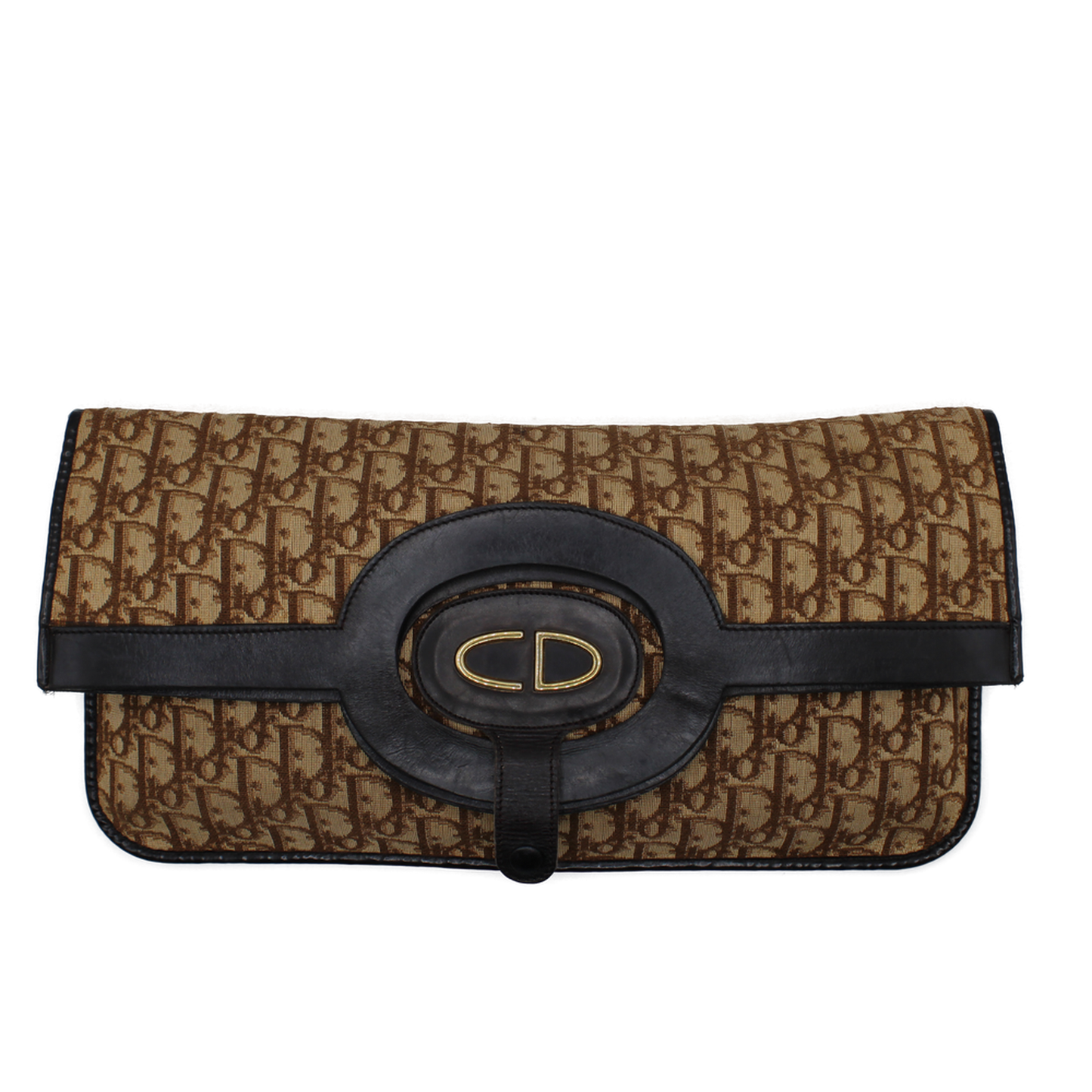 Christian Dior Brown Carrie Monogram Canvas Fold-Over Clutch Bag folded sex and the city
