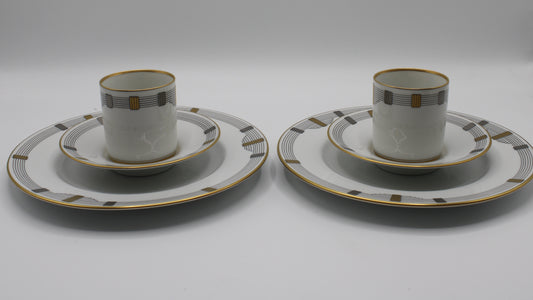 Christian Dior Godron Demitasse Porcelain Set NIB Old Stock 2 cups