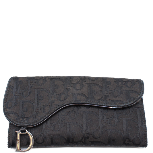 Christian Dior Saddle Black Continental Wallet front