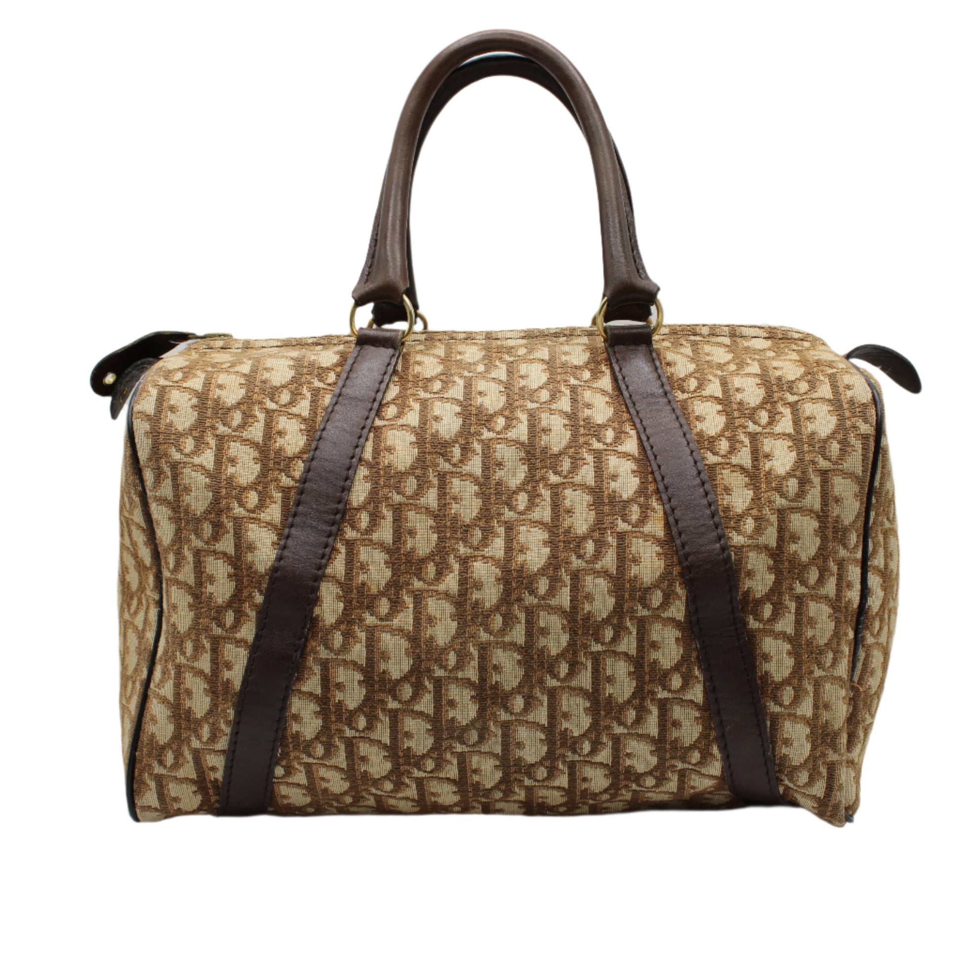 Christian Dior Brown Diorissimo Trotter Boston Bag Canvas on Leather