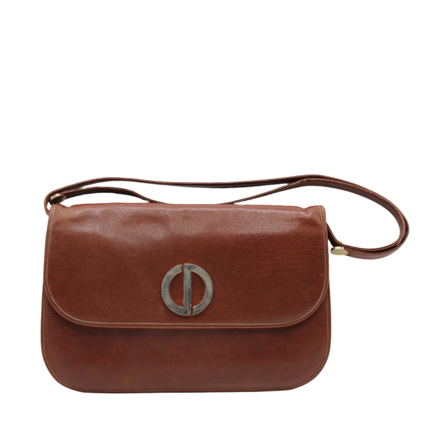 Christian Dior Burnt Sienna Leather Foldover Shoulder Bag