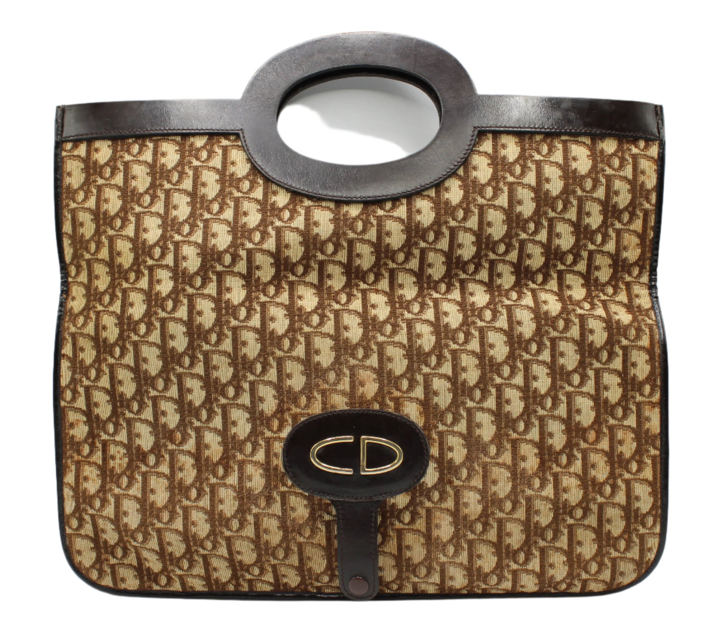 Christian Dior Carrie Monogram Canvas Leather Envelope Clutch Bag