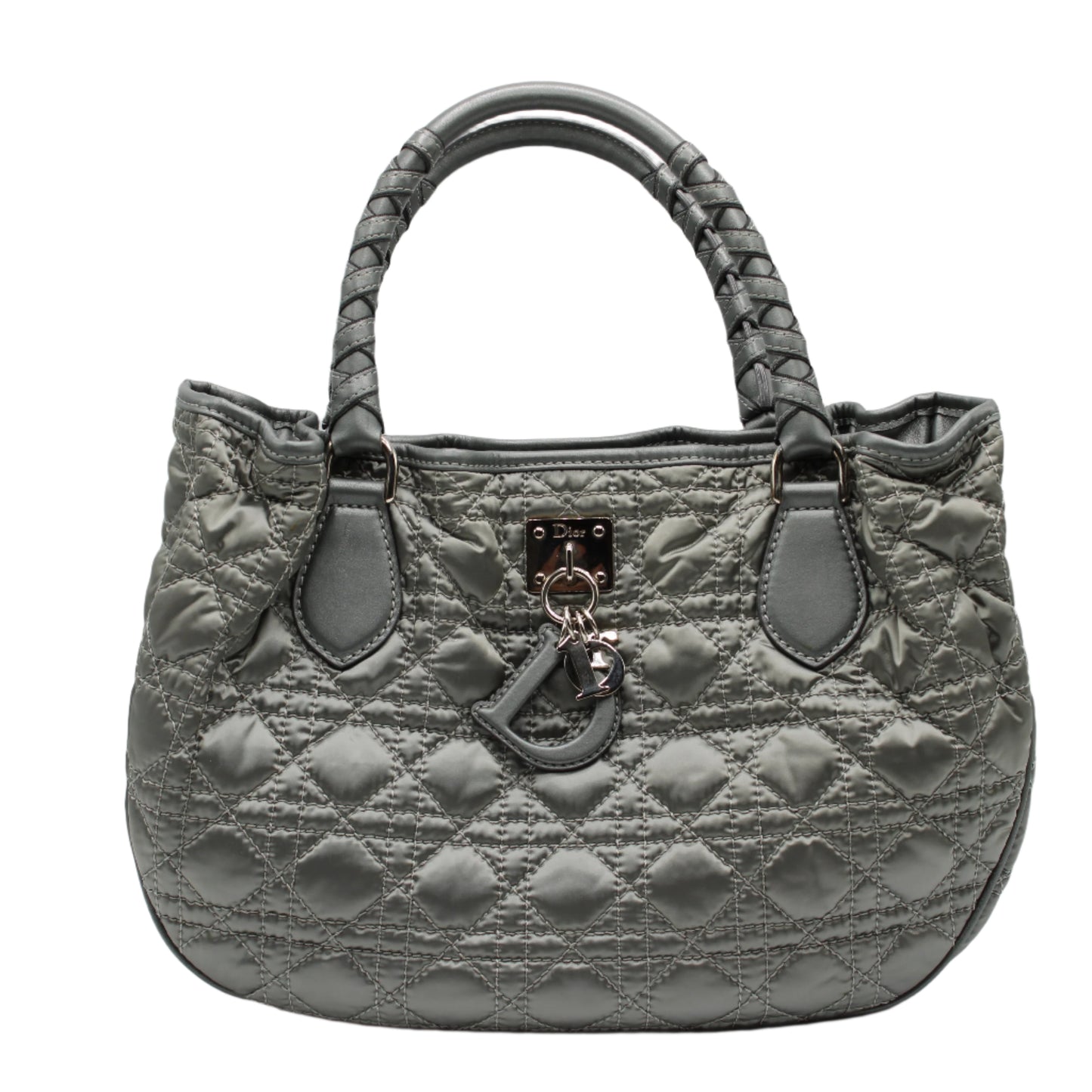 Christian Dior Grey Quilted Cannage Lady Dior Tote Bag