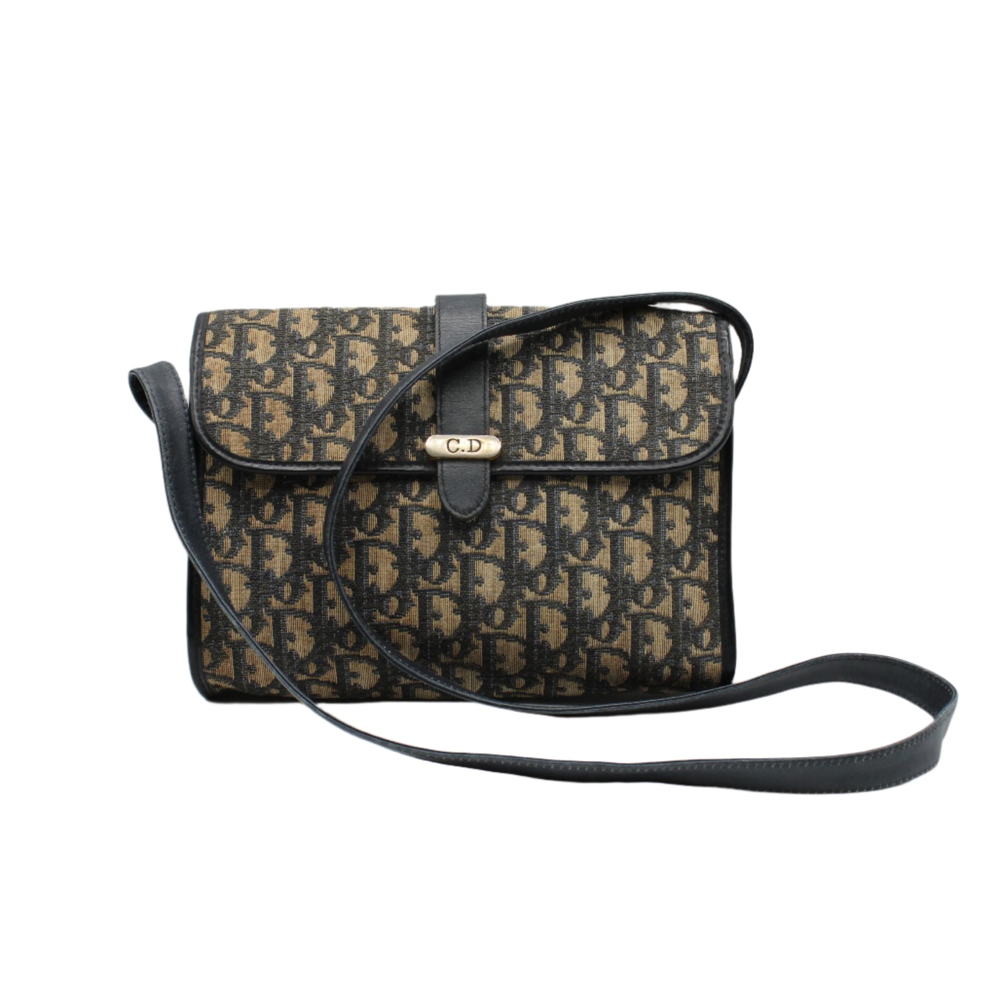 Christian Dior Trotter Brown Canvas Leather Flap Crossbody Bag