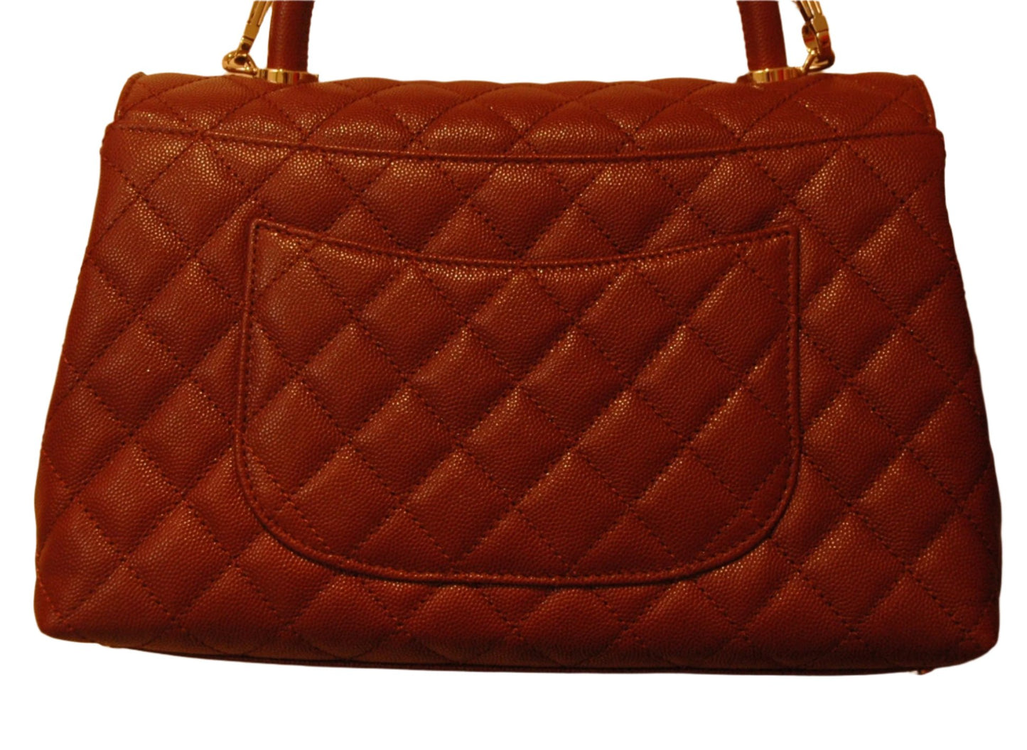Chanel Burgundy Red Calfskin Gold Large Coco Top Handle Bag