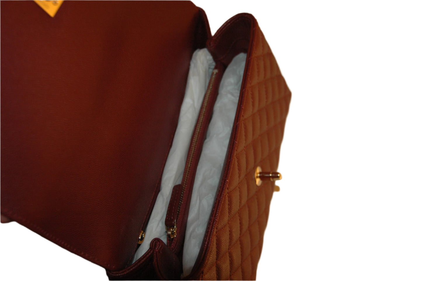 Chanel Burgundy Red Calfskin Gold Large Coco Top Handle Bag