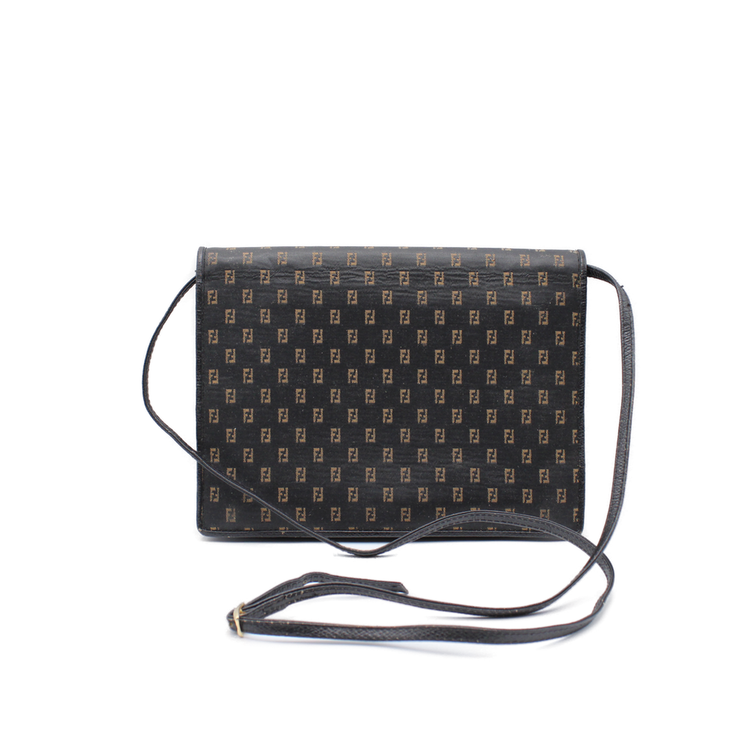 Fendi FF Canvas Leather Trim Crossbody Bag