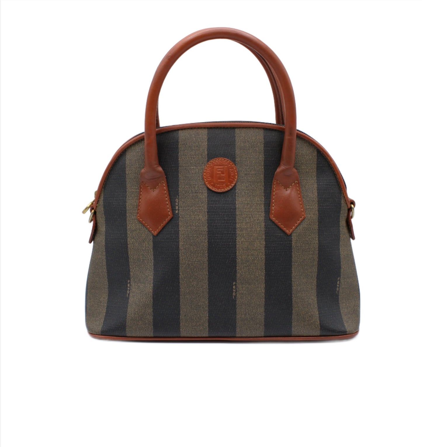 Fendi Leather Trimmed Medium Pequin Karl Lagerfeld Dome Bag