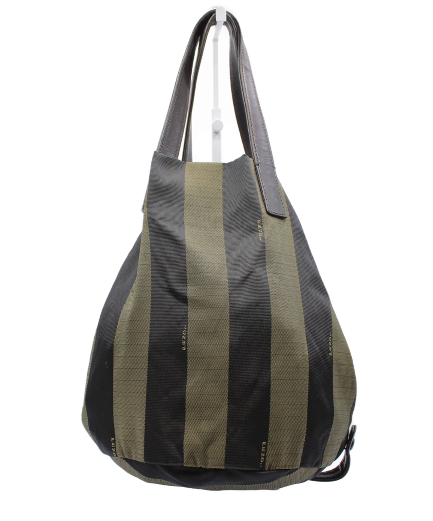 Fendi Pequin Canvas Foldable Bucket Leather Straps Bag front