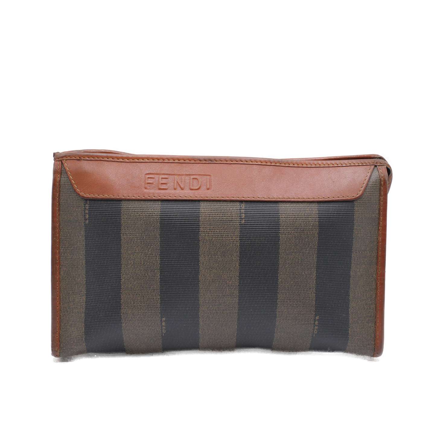 Fendi Pequin in Coated Canvas Small Pouch Clutch front