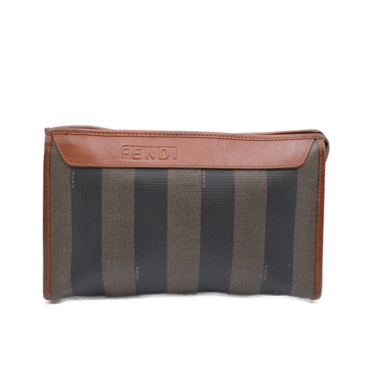 Fendi Pequin in Coated Canvas Small Pouch Clutch  front