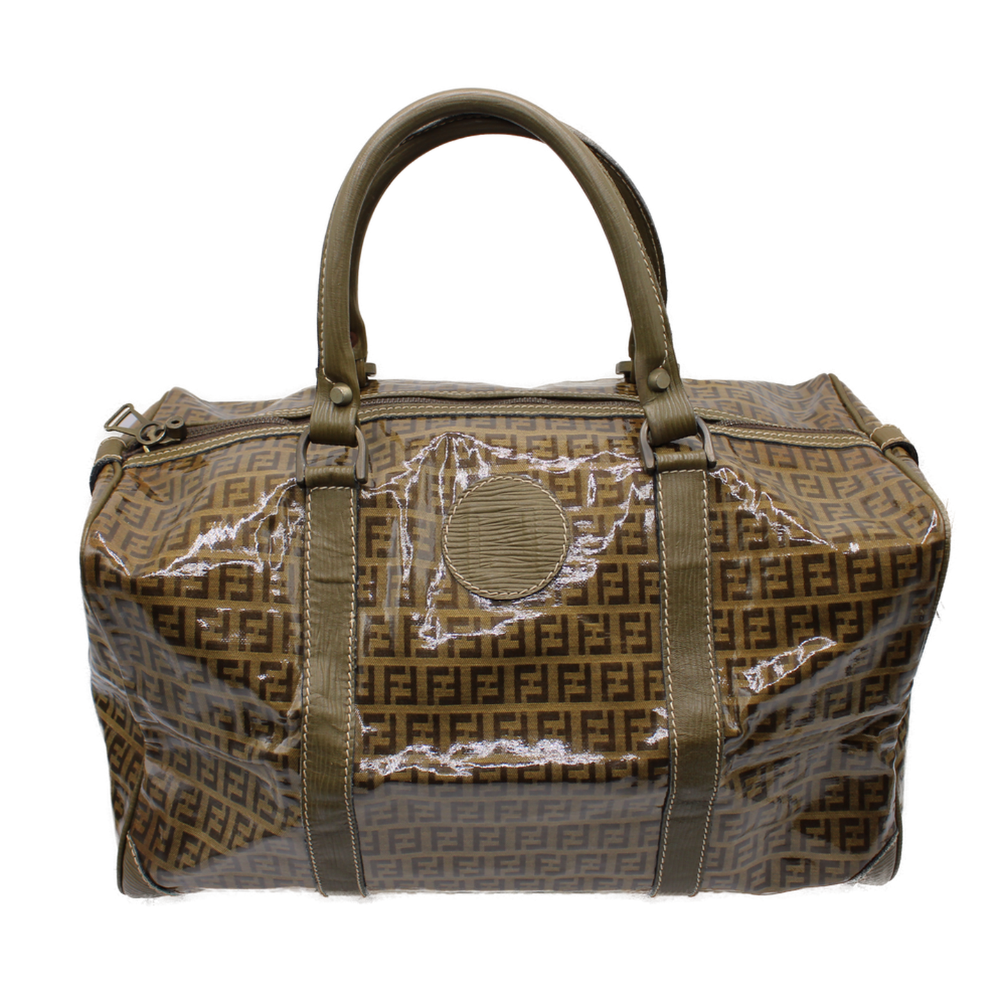 Fendi Zucca Patent Leather Boston Bag full