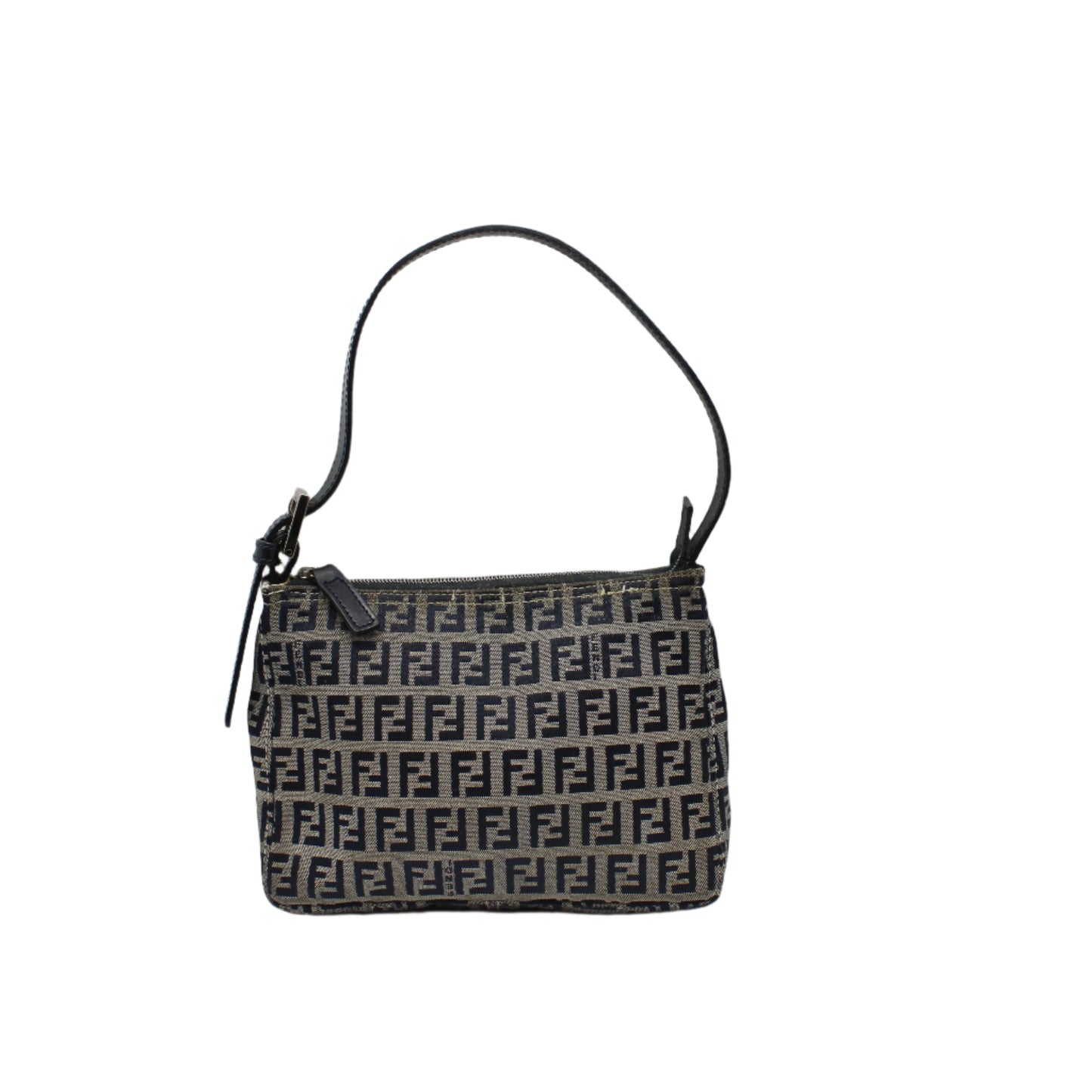 Fendi Brown Zucca Canvas and Navy Leather Mini Shoulder Bag