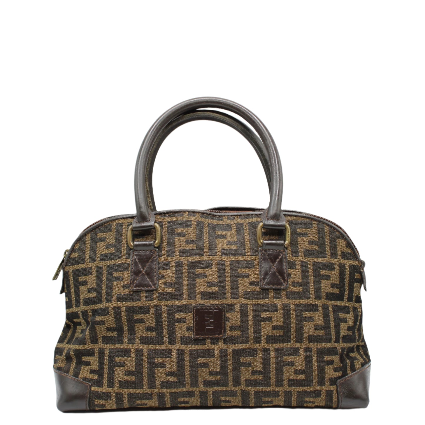 Fendi Brown Zucca FF Print Mini Boston Bag