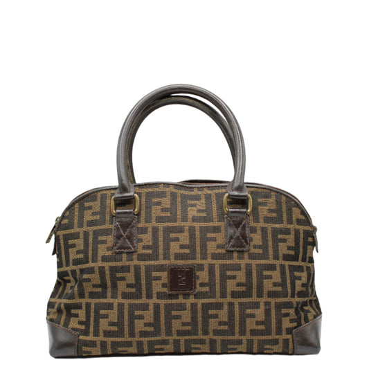 Fendi Brown Zucca FF Print Mini Boston Bag