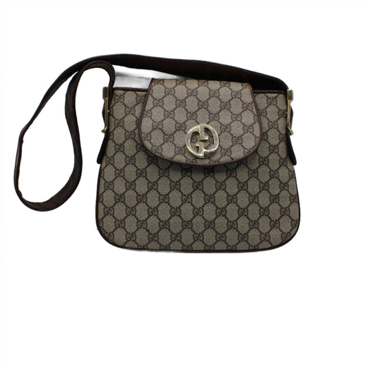Gucci GG Supreme Canvas and Leather Flap Shoulder Bag