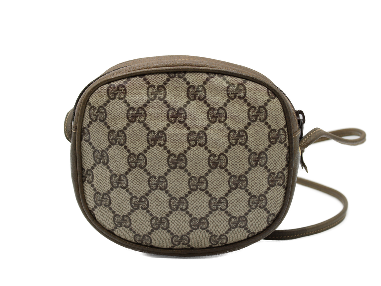 Gucci Horsebit 1955 Shoulder Bag Brown Leather GG Pattern Vintage back view